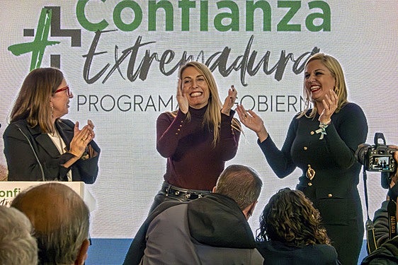 La presidenta extremeña y candidata a la reelección, María Guardiola, en el acto de presentación de su programa electoral.