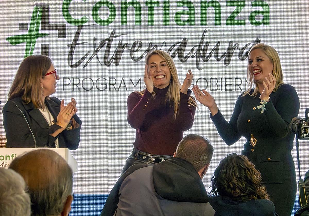 La presidenta extremeña y candidata a la reelección, María Guardiola, en el acto de presentación de su programa electoral.