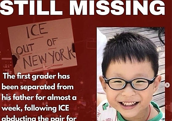 Cartel con la imagen de Yuanxin en el que se indica que sigue desaparecido.