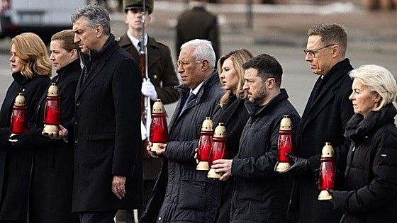 Los líderes europeos arropan a Zelenski en el cuarto aniversario de la guerra