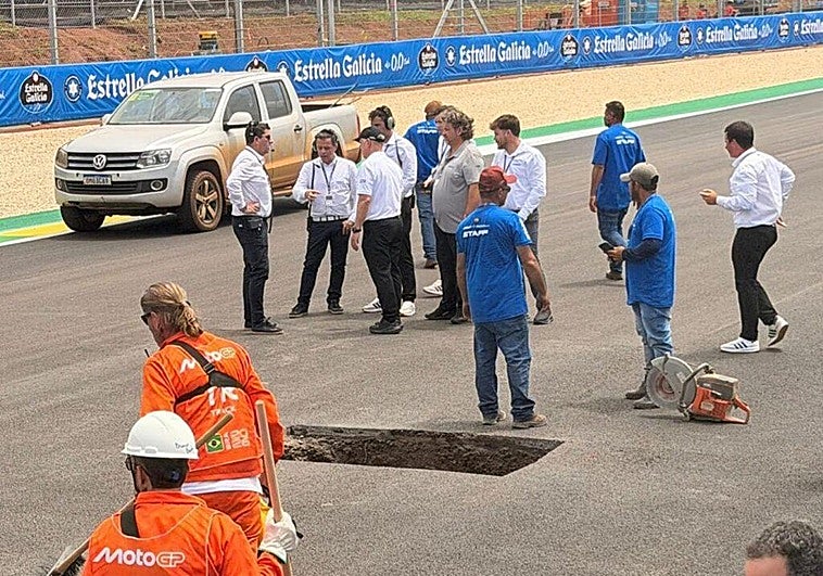 Un socavón en el circuito de Goiania pone en peligro el sprint de MotoGP
