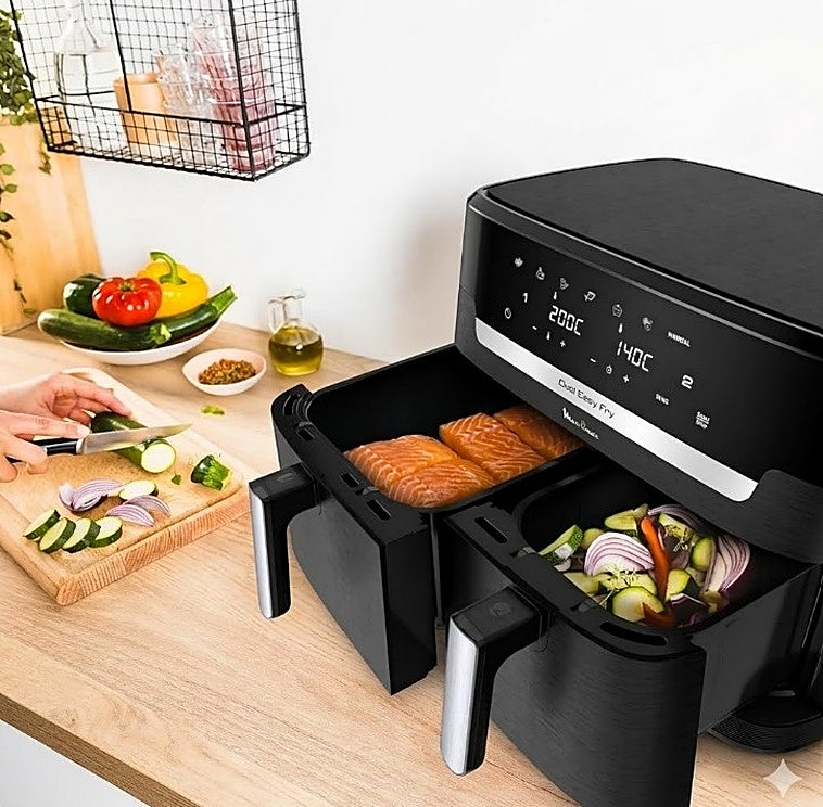 Cocina para toda la familia sin esfuerzo con la freidora de aire XXL Dual Easy Fry Moulinex
