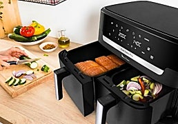 Cocina para toda la familia sin esfuerzo con la freidora de aire XXL Dual Easy Fry Moulinex