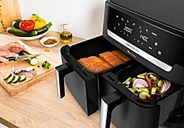 Cocina para toda la familia sin esfuerzo con la freidora de aire XXL Dual Easy Fry Moulinex