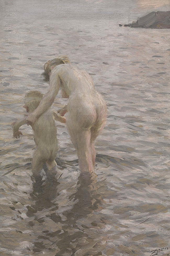 La primera vez (Con mamá)', (1895). Óleo sobre lienzo de Anders Zorn.