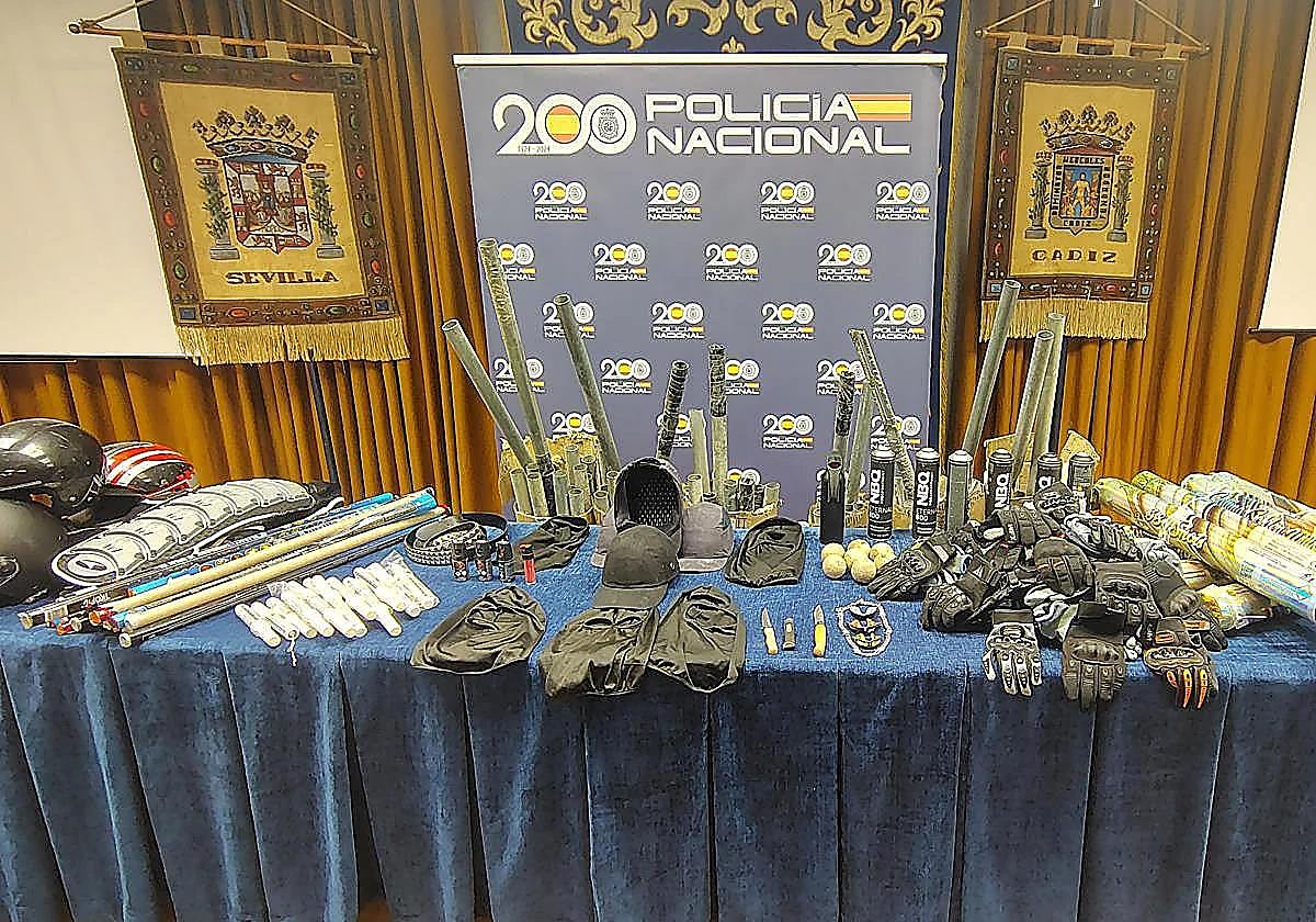 Cargas, 91 ultras identificados y armas decomisadas en el marco de la final de la Copa del Rey