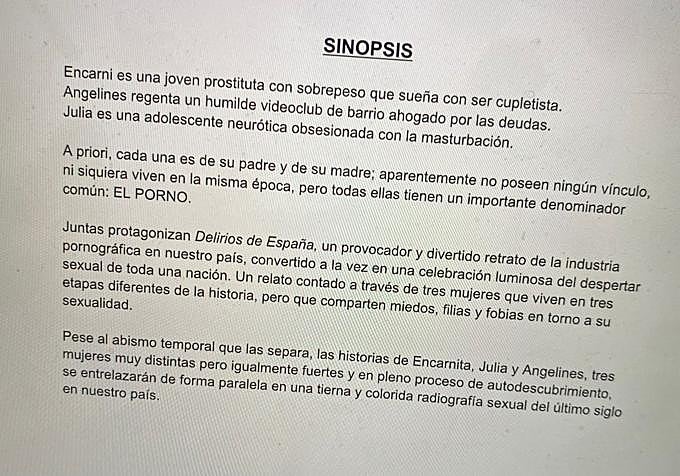 Primera sinopsis de 'Cochinas'.