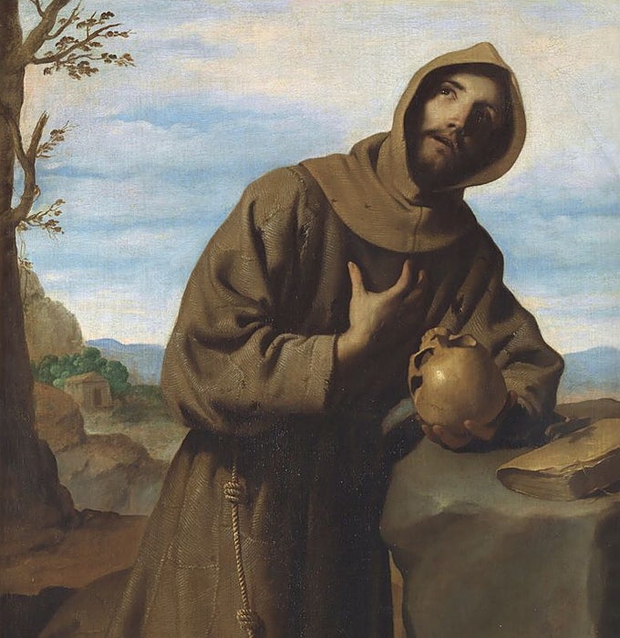 'Aziz Francis dua ediyor'. Francisco de Zurbarán. Tuval üzerine yağlıboya, 1659. Plácido Arango Arias'ın bağışı, 2015