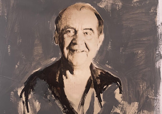 Federico García Lorca, envejecido y jocoso, en una obra de Sánchez Castillo