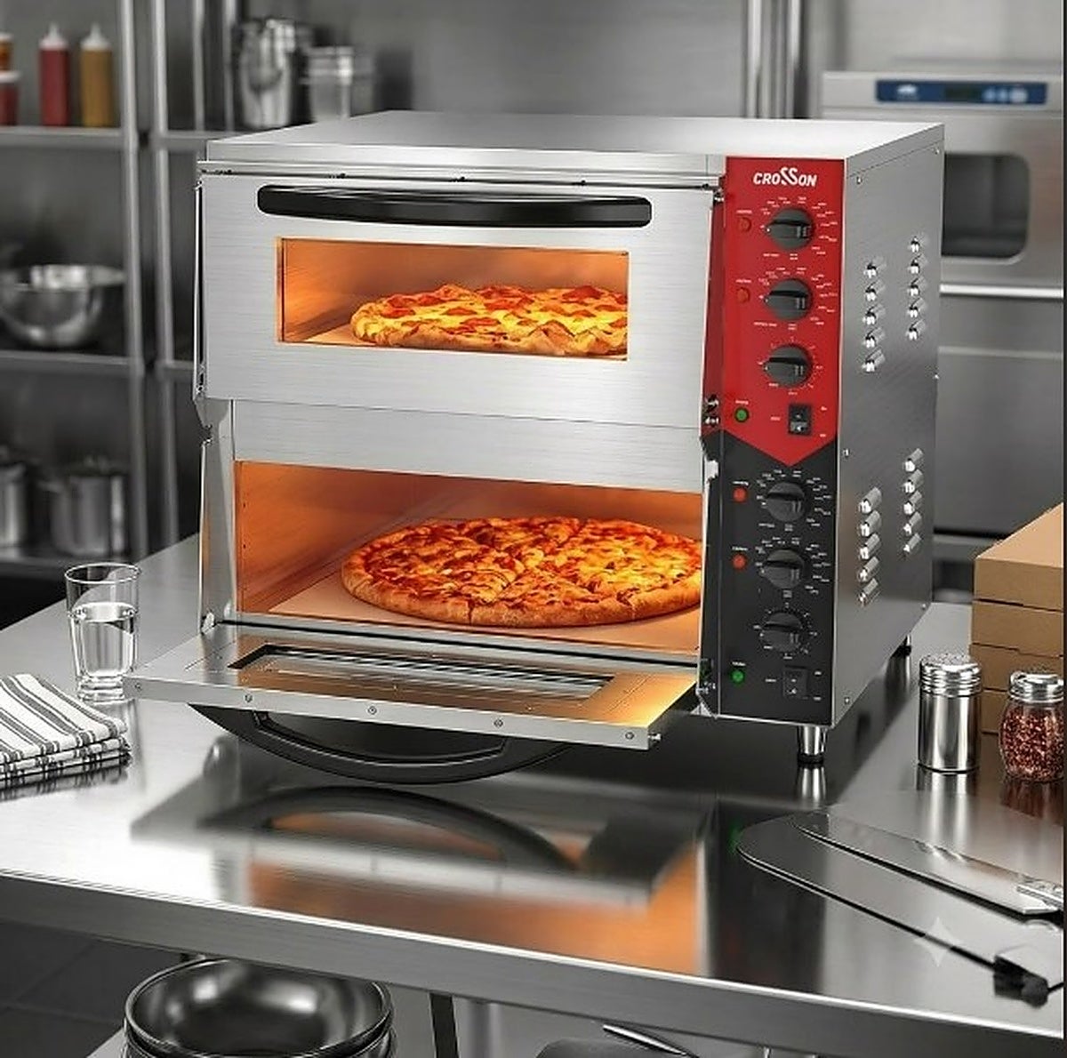 El horno para pizza doble Crosson te sacará de más de un apuro en comidas con mucha gente