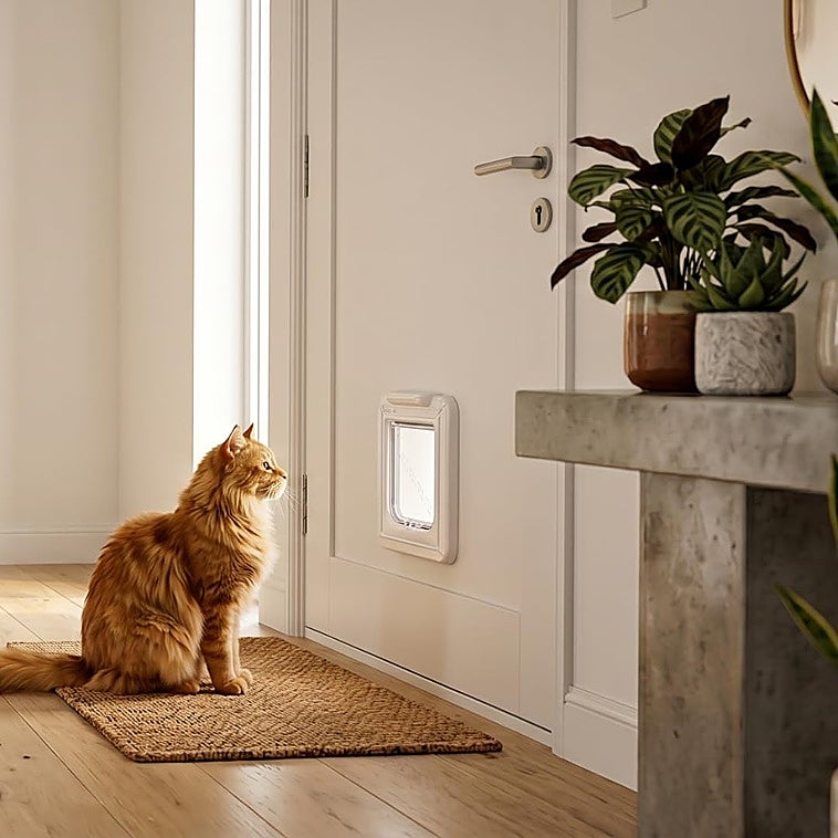 Deja que tu gato entre o salga sin riesgo con estas gateras con microchip para mascotas