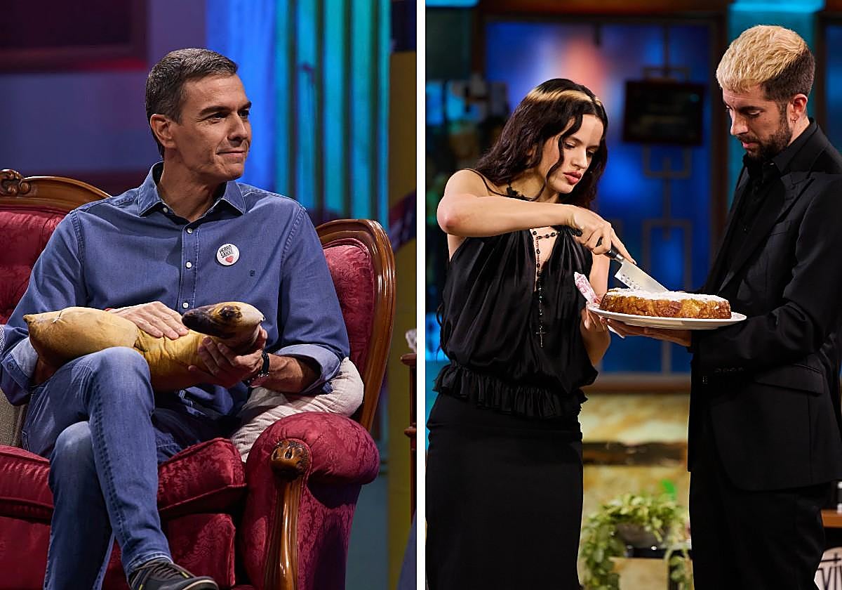 Pedro Sánchez y Rosalía en 'La Revuelta'.