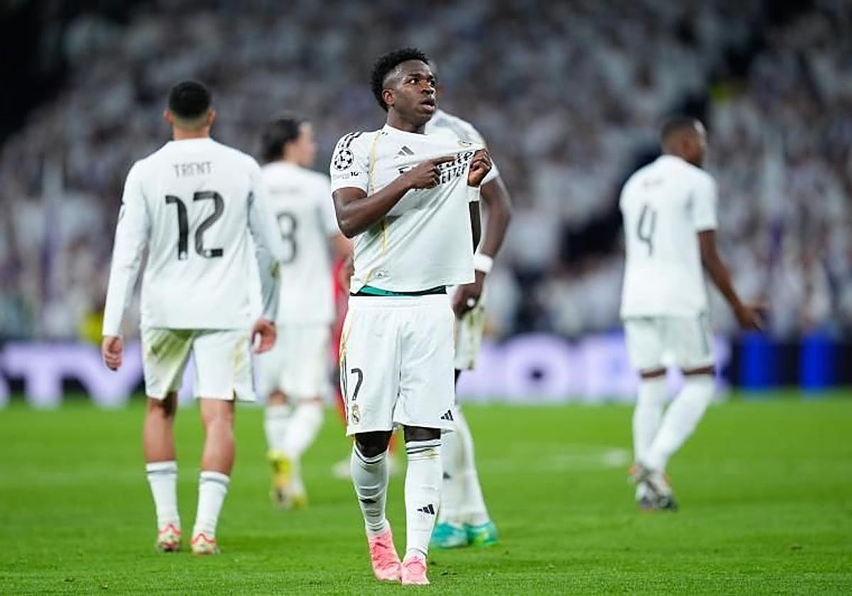 Vinicius durante un partido del Real Madrid.