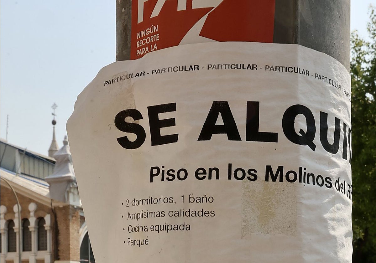 Cartel de piso de alquiler