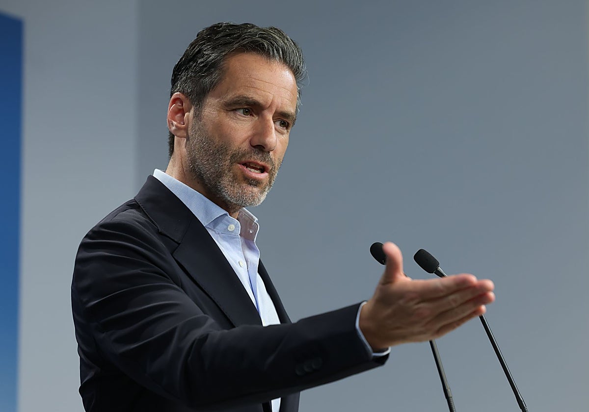 El portavoz nacional del PP, Borja Sémper, comparece este lunes en la sala de prensa de Génova.