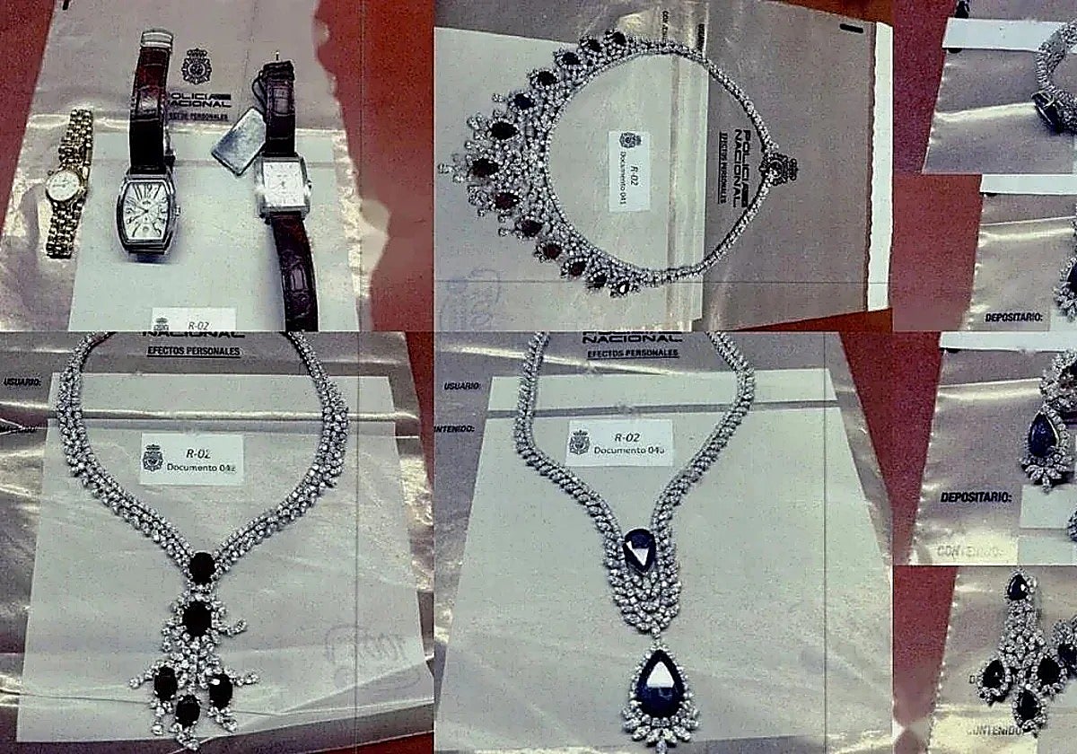 Combo de imágenes policiales en el que aparecen los tres grandes collares que Zapatero asegura que le regaló Abdalá
