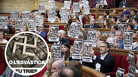 La esvástica nazi de Junts y ERC contra Orriols