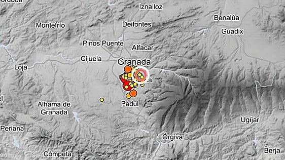 Una veintena de terremotos este jueves en Granada y un sobresalto de madrugada
