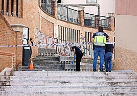 Efectivos policiales en la zona de Barcenillas tras el tiroteo.