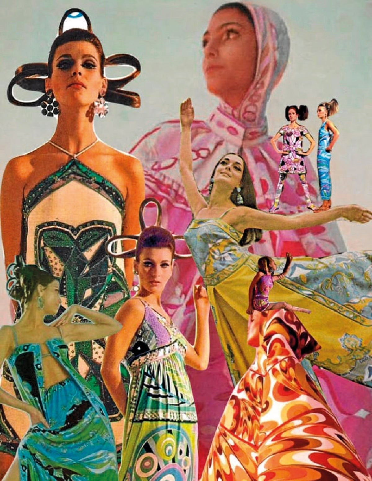 Los diseños de Emilio Pucci en los años 70 evoca a la moda drag.