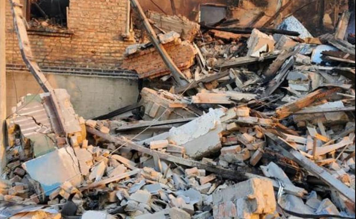 Los escombros de la escuela de Bilohorivka.