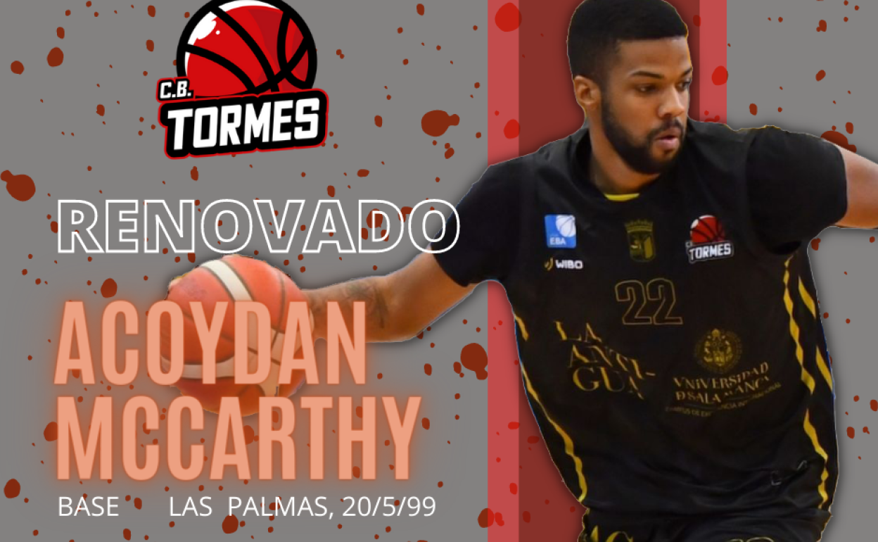 Acoydan McCarthy, primera pieza de La Antigua CB Tormes para la liga en LEB Plata