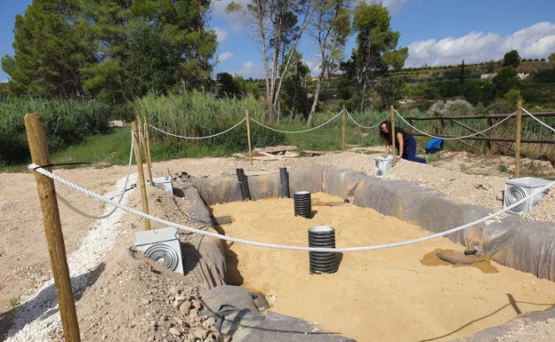 Humedal artificial en construcción en Carrícola. 