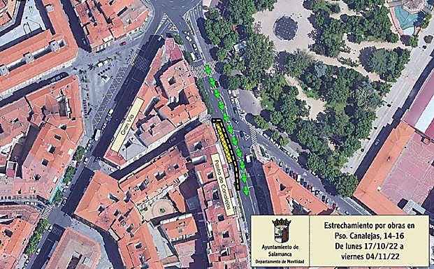 Tramo afectado por las obras en Canalejas. 