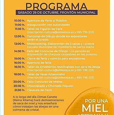 Programa de la Feria de la Miel de Aldeatejada. 
