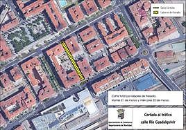 El corte de tráfico de la calle Río Guadalquivir.