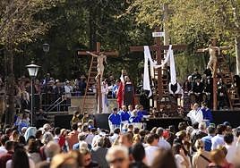 Un momento del descendimiento en el parque de San Francisco.