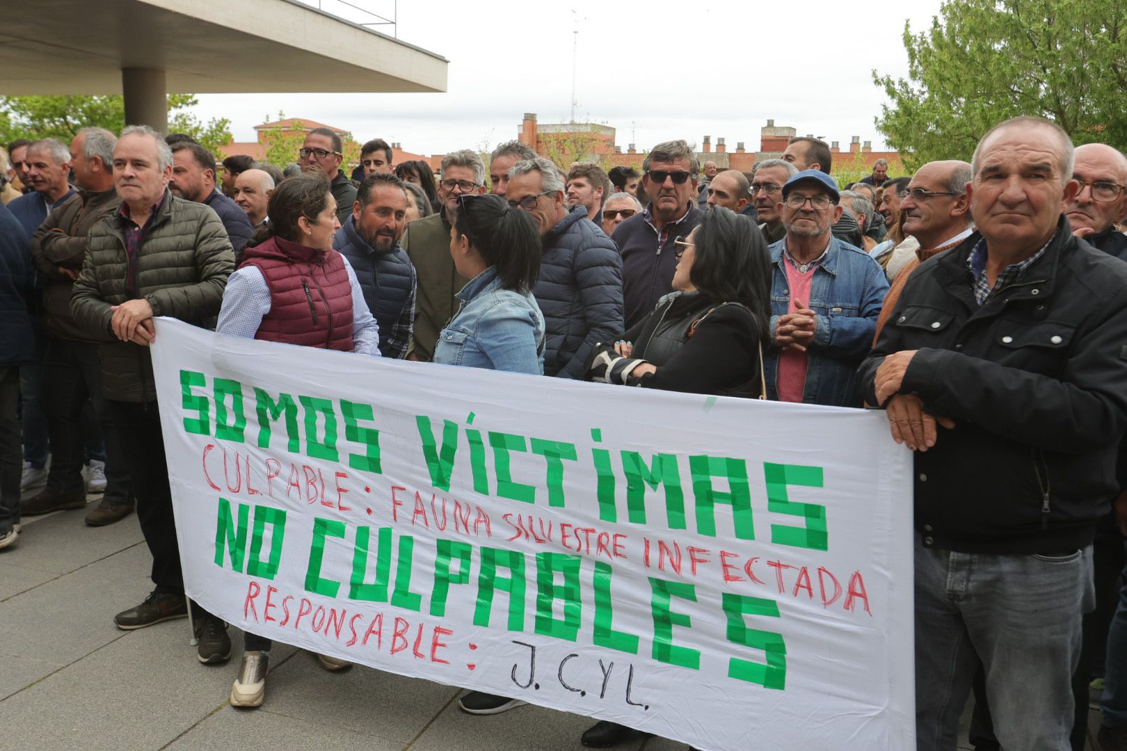 Manifestación de ganaderos frente a la sede de la Junta en Salamanca