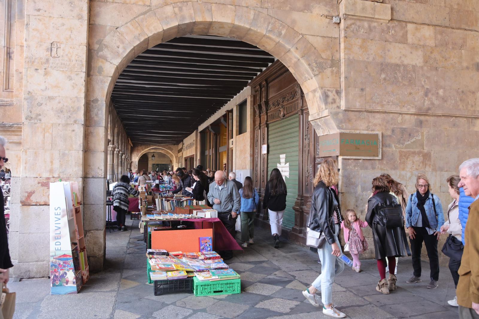 El Día del Libro llena la Plaza Mayor de Salamanca