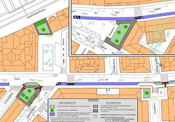 Imagen del plano de la zona donde se desarrollarán los trabajos.