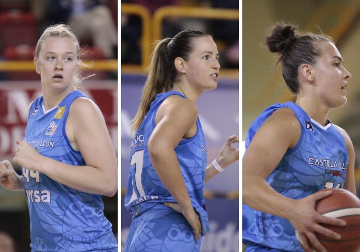 Julia Reisingerova, Jovana Nogic y Aleksa Gulbe en un partido con el Perfumerías Avenida.