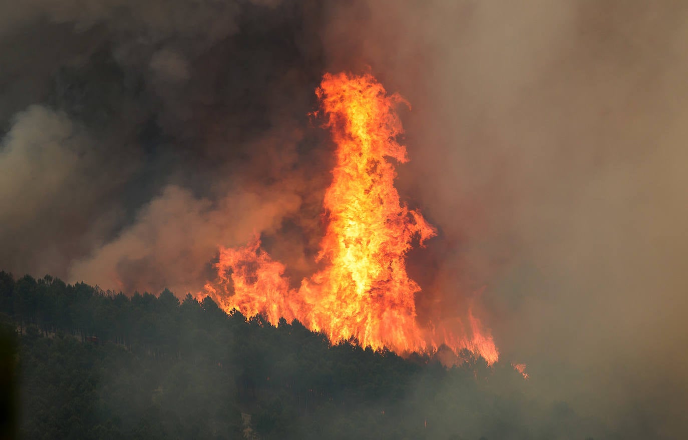 Medios aéreos y de tierra de Castilla y León colaboran Las Hurdes y la Sierra de Gata