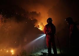 La UME trabaja en la extinción del incendio.