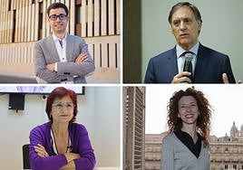 José Luis Mateos, candidato del PSOE; Carlos García Carbayo, candidato del PP; Carmen Díez, candidata de Podemos-IU-AV; Ana Suárez, candidata de Ciudadanos.