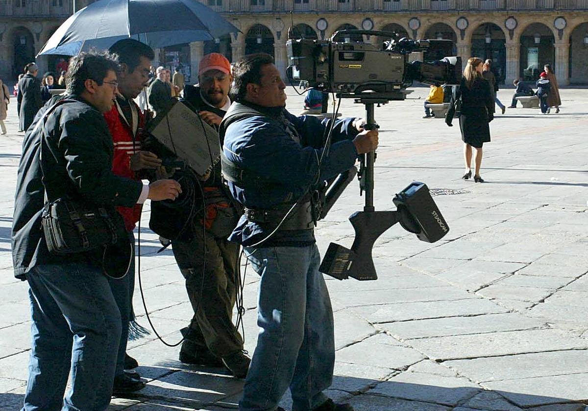 Imagen de archivo de un rodaje en la Plaza Mayor de Salamanca.