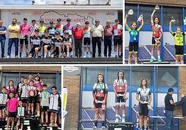 Corredores y corredoras de las escuelas ciclistas en los podios de Salamanca y Ávila.