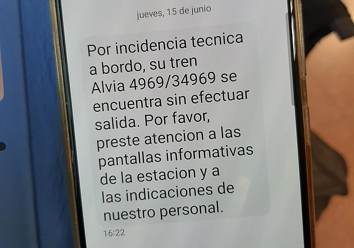 El mensaje que recibieron los usuarios del tren.