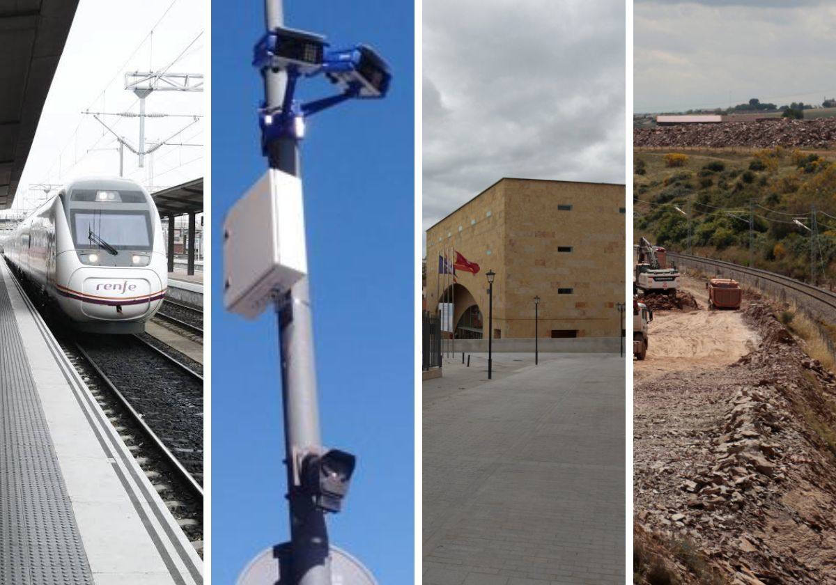 Tren Alvia, cámaras de tráfico, calle peatonal y puerto seco.