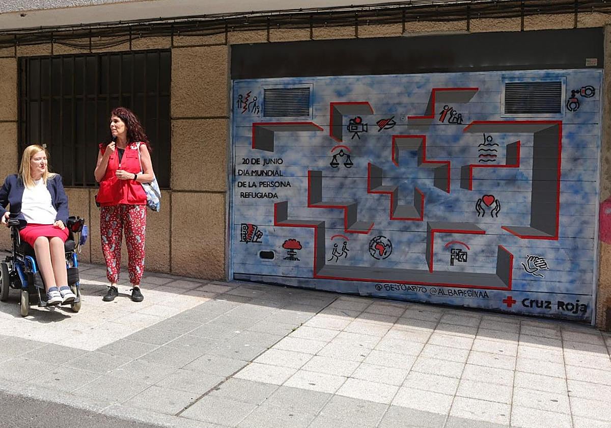 Mural por el Día Mundial de la Persona Refugiada de Cruz Roja en el barrio del Oeste.