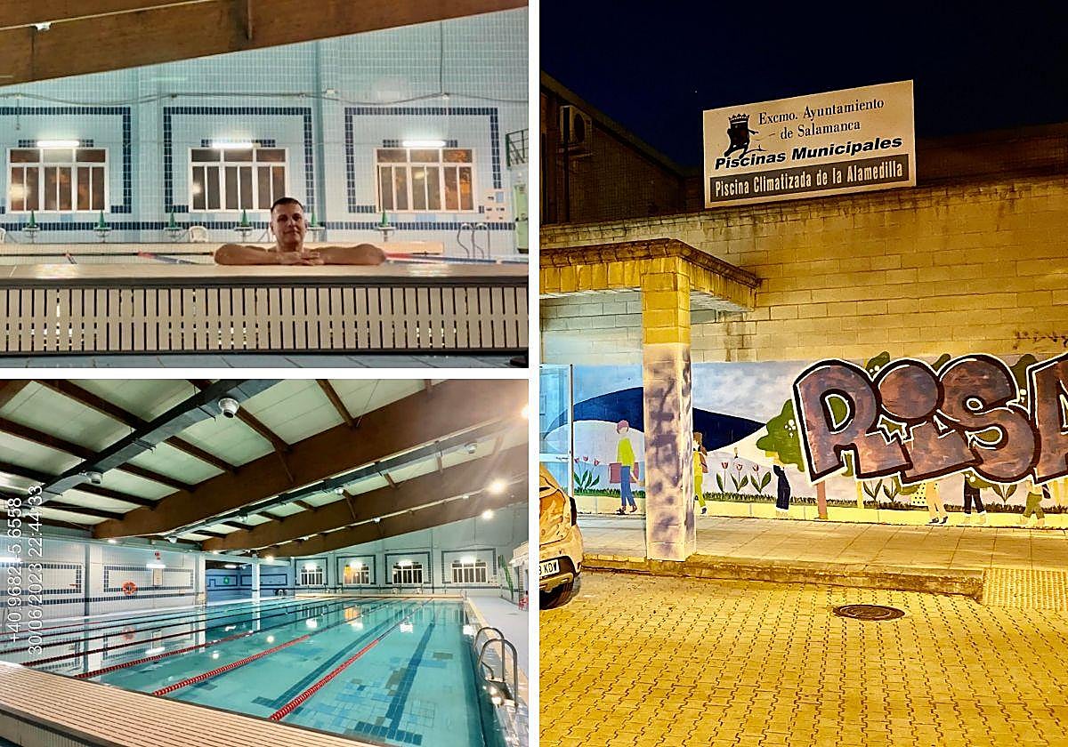 El último bañista y aspecto de la piscina antes del cierre.