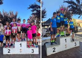 Las escuelas de ciclismo salmantinas Promesal y EC Salmantina en el podium del IV Trofeo Escuelas Tomás Campo en Benavente.