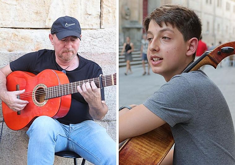 Juan María y Antonio Moreno, músicos callejeros.