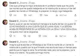 Captura de pantalla del hilo de Twitter donde explica la anécdota.