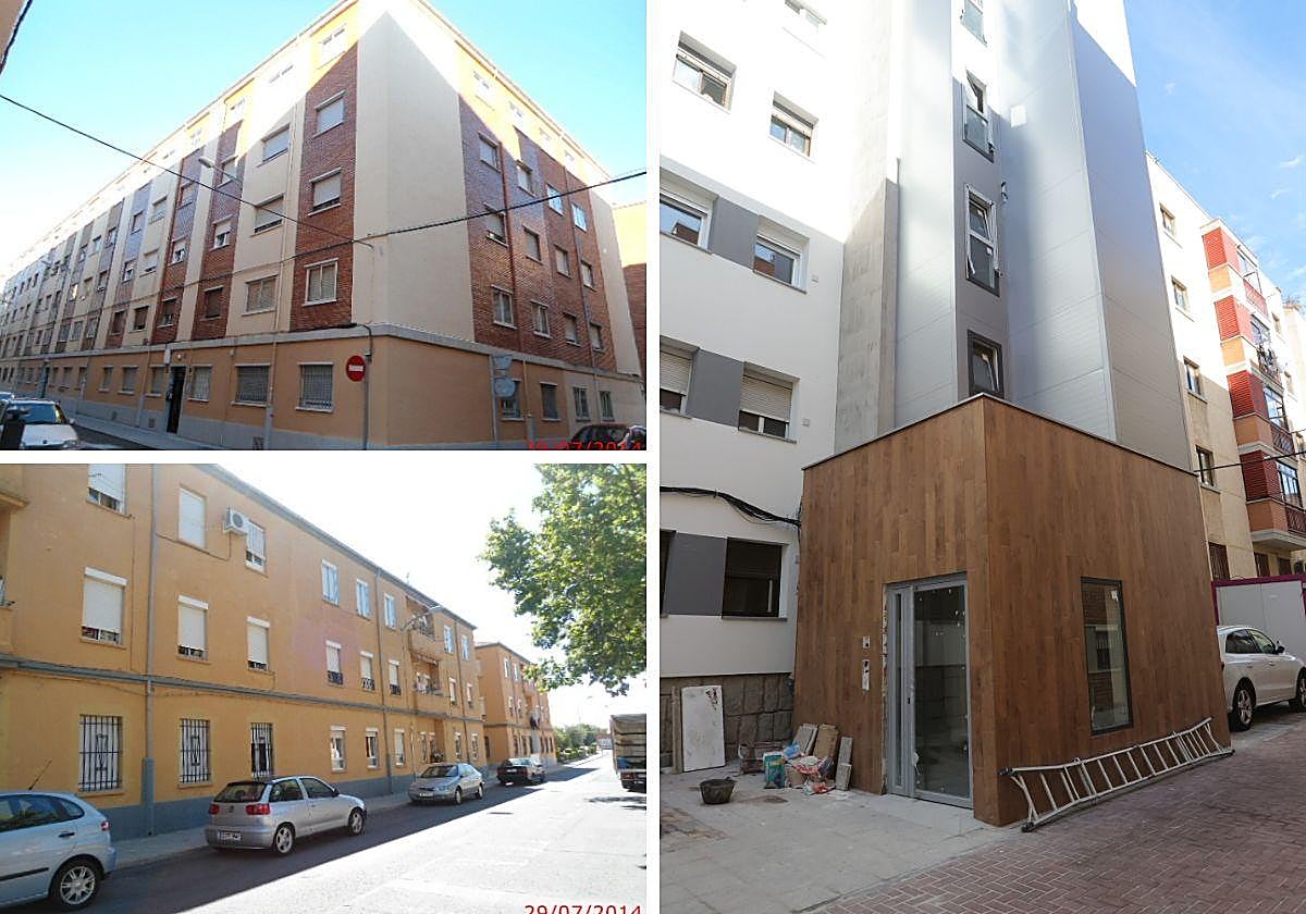 Bloques de Garrido y Ciudad Jardín y un edificio reformado en la Chinchibarra.