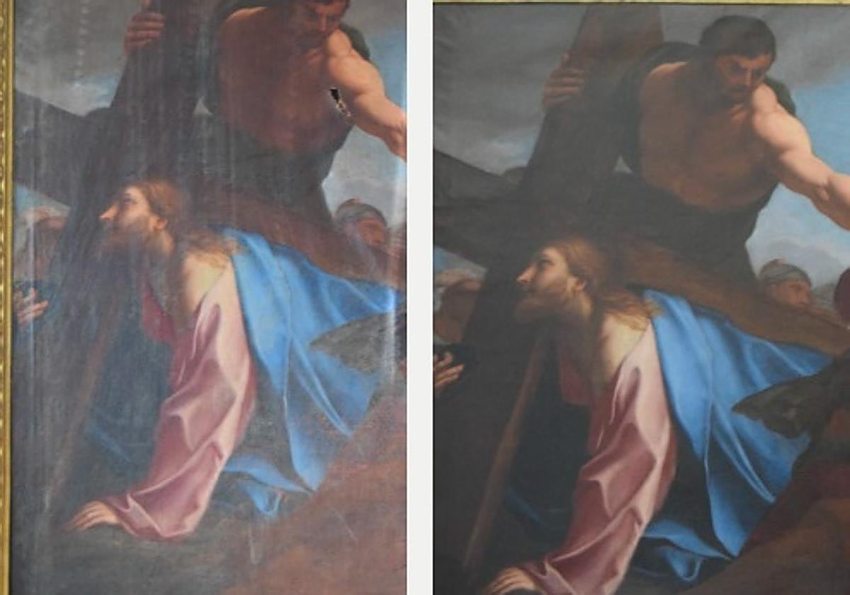 Imagen principal - Así ha quedado el último cuadro restaurado en la Catedral de Salamanca