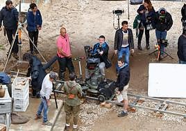 Rodaje de la película de Amenábar en 2018, en calles del centro de Salamanca.